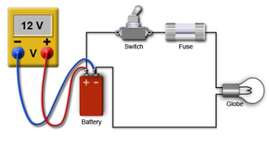 Voltmeter and battery 3681